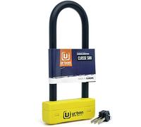 URBAN UR85250 Candado Moto U Alta Seguridad Homologado SRA, Horquilla ø18 Acero Endurecido Doble Bloqueo Antirayones, Llamativa Carcasa Más Visible, U lock Antirrobo 85x250mm para Motocicleta, Scooter