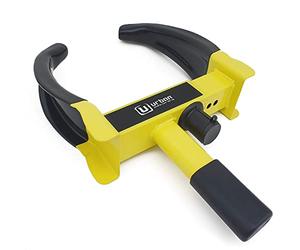 URBAN UR920 Cepo Antirrobo Rueda Coche, Más visible, 10-26cm Más Ajustable, Protección Cerradura Curva Alta Seguridad, Bloqueo Antirobo Inmovilizador Auto Remolque Caravana, Resistente a Rasguños