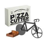 URBAN ZWEIRAD | Corta pizza de bicicleta incl. soporte magnético de pared | Antiadherente y antioxidante | Cortador pizza para la familia, regalo en forma de bici