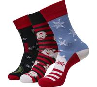 UrbanClassics Calcetines Navideños Christmas Santa Ho 3-Pack AOP X-mas