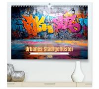 Urbanes Stadtgeflüster (hochwertiger Premium Wandkalender 2026 DIN A2 quer), Kunstdruck in Hochglanz: Ein KI-kreierter Kalender mit 12 visionären Graffiti-Motiven zwischen Kunst, Protest und Poesie