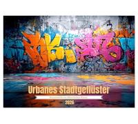 Urbanes Stadtgeflüster (Tischkalender 2026 DIN A5 quer), CALVENDO Monatskalender: Ein KI-kreierter Kalender mit 12 visionären Graffiti-Motiven zwischen Kunst, Protest und Poesie