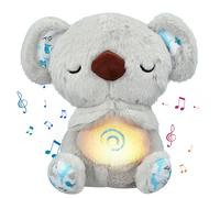 UrbanHomes Koala para aliviar la ansiedad, oso de koala que respira con música calmante, luces, peluche de nutria durmiente, compañero de sueño calmante para adultos y niños, animal de peluche para