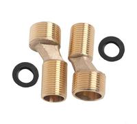 UrbanHui Adaptador de ducha de pie curvado ajustable, válvula de ángulo montada en la pared con construcción de latón macizo para grifo de lavabo de baño, diseño de ahorro de espacio, dorado, 2 piezas