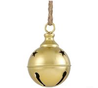 UrbanHui Adorno de campana de hierro grande para decoración festiva colgante para árboles o repisas con silueta de campana y construcción (dorado pequeño)