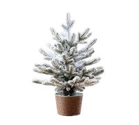 UrbanHui Adorno de escritorio de árbol de simulación cubierto de nieve de Navidad, decoración festiva para oficina en casa, decoración de mesa de espacio pequeño, material de polietileno verde, 30 x