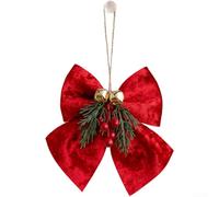 UrbanHui Adorno de lazo para árbol de Navidad con tela de terciopelo y decoraciones de campana 3D, adorno colgante de estilo coreano para uso navideño de temporada, 1 pieza (tamaño pequeño, rojo)