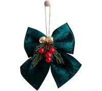 UrbanHui Adorno de lazo para árbol de Navidad con tela de terciopelo y decoraciones de campana 3D, adorno colgante de estilo coreano para uso navideño de temporada, 1 pieza (tamaño pequeño, verde)