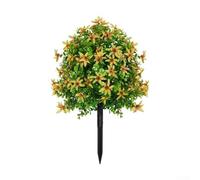 UrbanHui Bola topiaria artificial de boj con flores, estaca de polietileno de imitación de 60 cm, decoración floral colorida de jardín para patio, porche, oficina, uso al aire libre en interiores