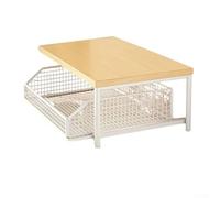 UrbanHui Carrito de microondas con cesta de almacenamiento, estante de cocina pequeño, tablero de MDF, marco de metal, ruedas móviles bloqueables, solución de tamaño ajustable para encimera, gabinete