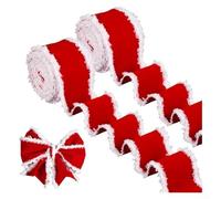 UrbanHui Cinta de terciopelo con borde de felpa sintética para envolver vacaciones, coronas y proyectos de decoración de temporada, 1 unidad (10 metros)