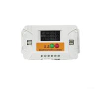 UrbanHui Controlador de carga solar Pantalla LCD a color Salida USB dual Auto 12V 24V Detección de batería Protección de sobrecarga Blanco Naranja Hogar Exterior (40A)