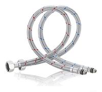 UrbanHui Juego de 2 extensiones de manguera trenzada de acero inoxidable de 60 cm G3/8 macho a conector M10 para fontanería doméstica