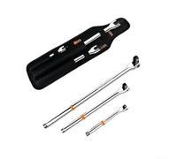 UrbanHui Juego de 3 barras de interruptor, 1/2 pulgada, 3/8 pulgadas, 1/4 pulgadas, llave de vaso de cabeza flexible de 180°, acero al cromo vanadio de alta resistencia para tuerca de rueda de coche