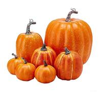 UrbanHui Juego de 7 calabazas artificiales de espuma para decoraciones de otoño y otoño, para centros de mesa temáticos de Halloween y Acción de Gracias