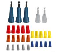 UrbanHui Kit de herramientas de alambre para taladro eléctrico, vástago hexagonal de 1/4 pulgadas, tiras de cables de una y varias hebras, juego de 30 piezas con ABS y herramientas de acero para