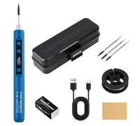 UrbanHui Kit de soldador recargable por USB, pantalla digital LCD, temperatura ajustable de 180-450 °C, con cable de soldadura, pasta, 3 puntas para reparación electrónica de bricolaje, fabricación de