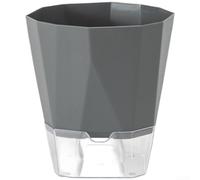 UrbanHui Maceta de riego automático con base visible de 360°, contenedor de flores de plástico PP transpirable para hogar, oficina, jardín, estilo nórdico (pequeño gris oscuro)