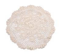 UrbanHui Mantel redondo pequeño de 50 cm, hecho a mano, encaje de algodón, estilo vintage, para restaurante, hotel, librería, decoración (beige)