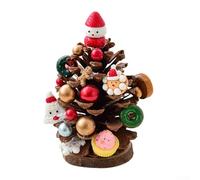 UrbanHui Mini piña natural para árboles de Navidad, adornos de mesa hechos a mano, adornos de mesa de madera, decoración festiva, espacio pequeño, encanto rústico, exhibición de invierno (muñeco de