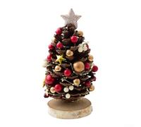 UrbanHui Mini piña natural para árboles de Navidad, adornos de mesa hechos a mano, adornos de mesa de madera, decoración festiva, espacio pequeño, encanto rústico, exhibición de invierno (estrella de