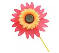 UrbanHui Molino de viento decorativo de girasol para jardín, pequeño molinillo de césped, decoración de patio al aire libre, resistente a la intemperie, pétalos coloridos (rojo)