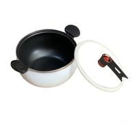 UrbanHui Olla de presión esmaltada de 8 L para cocinar en casa con gran capacidad para sopas y más con asas dobles para facilitar la elevación y servir (blanco plateado)