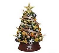 UrbanHui Pequeño adorno para árbol de Navidad con luces para mesas de oficina y hogar, hecho de PVC ligero con estrellas, ciervos y decoraciones de ángel (45 cm)