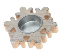 UrbanHui Portavelas de madera de estilo nórdico con diseño de copo de nieve para decoración de ventana y mesa, hecho de madera natural para un uso duradero (9,5 x 9,5 x 1,5 cm)