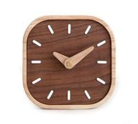 UrbanHui Reloj de mesa pequeño de madera maciza con movimiento silencioso, escritorio de nogal negro y diseño de mesita de noche, funciona con pilas