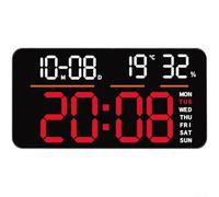 UrbanHui Reloj digital LED con sensor de temperatura de lectura de pantalla grande transparente, función de alarma dual y comodidad de control remoto (luz roja)