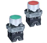 UrbanHui SPDT - Juego de interruptores de botón momentáneos de 22 mm, impermeable, IP65, 10 A, montaje en panel, interruptor de control de plástico, rojo y verde, para equipos eléctricos, maquinaria