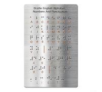 UrbanHui Tablero de aprendizaje Braille de aluminio de 7.2 x 4.7 pulgadas, puntos elevados, números del alfabeto, puntuación para principiantes, herramienta educativa táctil