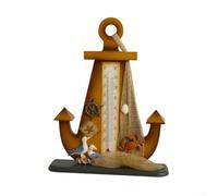 UrbanHui Termómetro de interior con forma de ancla de madera vintage para decoración marítima del hogar u oficina, marrón (B)