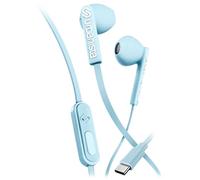 Urbanista Auriculares con cable, USB C sin enredos gestión de llamadas con cable con micrófono, auriculares USB tipo C entrada estéreo cableada, botón, San Francisco, claraboya azul, en oreja