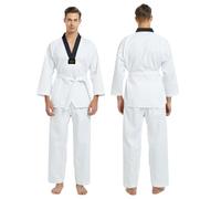 URBANSBEE Uniforme de Taekwondo UH 1914, uniforme negro BK con cuello en V, Dobok blanco, uniformes de Taekwondo, artes marciales MMA, Karate sin cinturón