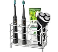 Urbanstrive 304 Stainless Steel Bathroom Toothbrush Holder Toothpaste Holder Stand Bathroom Accessories Organizer Silver, Large