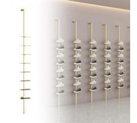 UrbanUp Estante de Exhibición para Zapatos Zapatero Colgante de Metal con 8 Bandejas Ajustables, Estantes Verticales para Zapatos, Zapatero Antideslizante Que Ahorra Espacio(Gold,110cm/43in/3.6ft)