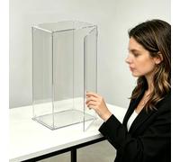 UrbanUp Urna Metacrilato Caja Cúbica Grande de Acrílico Transparente con Puerta de 270°, Vitrina de Pie de 10,15,20,25,30,35,40,50,60cm de Altura, Cajas Apilables para Guardar(50x50xH50cm/20x20x20)