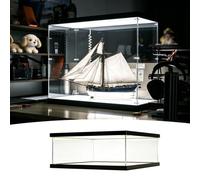 UrbanUp Urna Metacrilato Caja de Almacenamiento con Iluminación Superior e Inferior, Tapa Antipolvo con Base y Amplio Espacio de Almacenamiento, Vitrina Acrílico Transparente(70x70xH30cm/28x28x12)