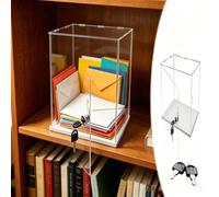 UrbanUp Urna Metacrilato Caja Pequeña de Acrílico Transparente para Tarjetas con Cerradura, Vitrina de Pie de 10,15,20,25,30,35,40,45cm Altura, Vitrina Adornos/Fichas Mahjong(15x20xH30cm/6x8x12)