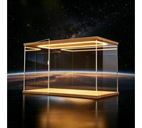 UrbanUp Urna Metacrilato Vitrina Grande de Acrílico con Luz LED, Pie con Varios Modelos y Vitrina de Sobremesa, Caja Expositora Rectangular sin Juntas para Armar Uno(40x50xH30cm/16x20x12)
