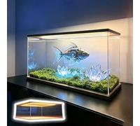 UrbanUp Urna Metacrilato Vitrina Transparente Iluminada con Puerta, Caja Acrílica Antipolvo para Coleccionables, Adornos y Tarjetas, Organizador de Escritorio Decorativo.(25x50xH50cm/10x20x20)