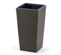 Urbi Square Eco Wood - Maceta cuadrada decorativa de plástico y 33% madera para interior y exterior, 20 x 20 x 38 cm, diseño moderno, 11 litros