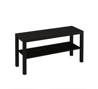 URBNLIVING Banco de TV de 2 niveles para entretenimiento, mueble de madera, estante central, moderna mesa de consola de TV para sala de estar, dormitorio, marrón rústico, 45 cm de alto x 90 cm de