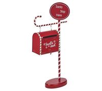 URBNLIVING Buzón de Correo de Navidad Xmas de Madera y Metal con Letras, Ornamento Decorativo Rojo de Mesa de Papá Noel Arqueado, Decoración Festiva Navideña para Casa de Campo Hogar, Pequeño o Grande