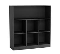 URBNLIVING Estantería de madera ancha con 7 cubos (negro, ancho)