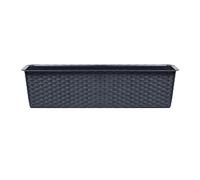 URBNLIVING Juego de 2 macetas rectangulares de plástico de ratán para balcón, flores, jardín, hierbas, decoración (antracita, 700 mm)