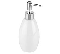 URBNLIVING Juego de 3 cepillos de baño con dispensador de cerámica brillante a juego (blanco, dispensador de jabón)