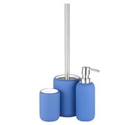 URBNLIVING Juego de 3 cepillos de baño de cerámica mate a juego (azul, uno de cada juego)